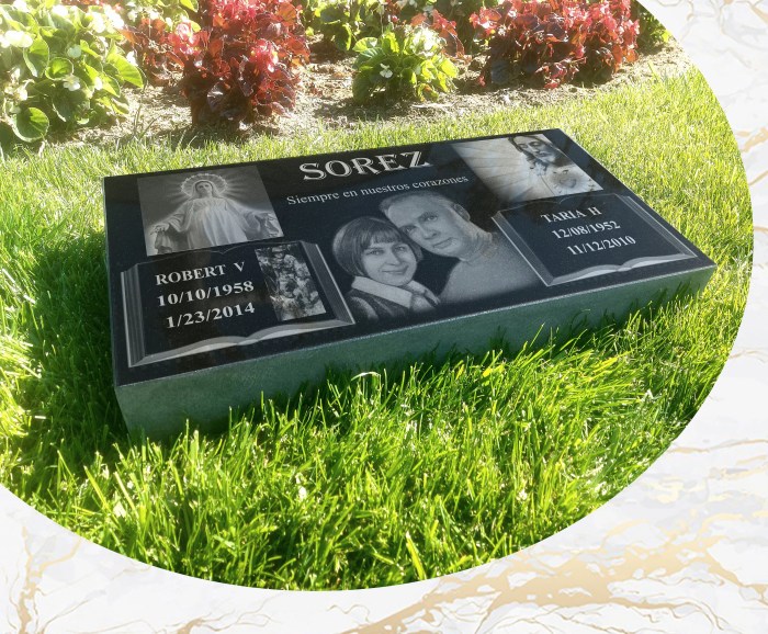 Grave flat marker granite evergreen white memorials pacific coast fgm pacificcoastmemorials flowers